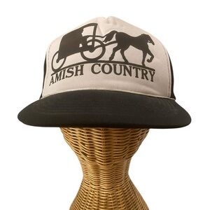 Amish Country Vintage 80s Trucker Hat One Size Black White Skater Retro